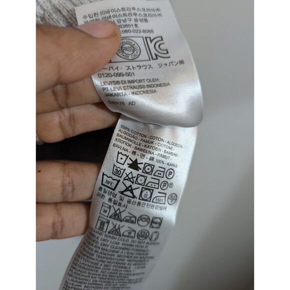 Levi's Sweater Men Sz XL Beige Grey Striped Long Sleeve Slim Fit Crew Neck Nerdy - Picture 5 of 7